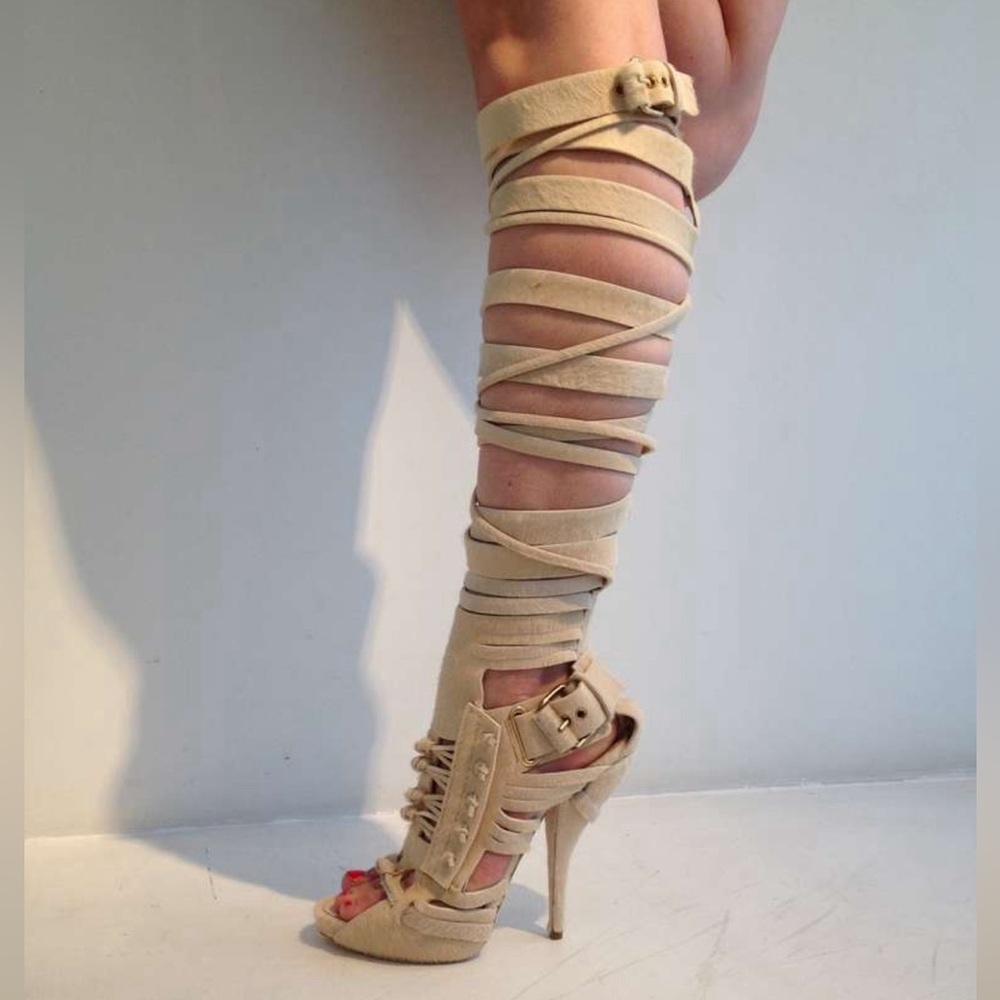 Givenchy Cream Pony “Up The Leg Gladiator” Sandal